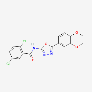 molecular formula C17H11Cl2N3O4 B2798329 2,5-dichloro-N-[5-(2,3-dihydro-1,4-benzodioxin-6-yl)-1,3,4-oxadiazol-2-yl]benzamide CAS No. 862808-65-9