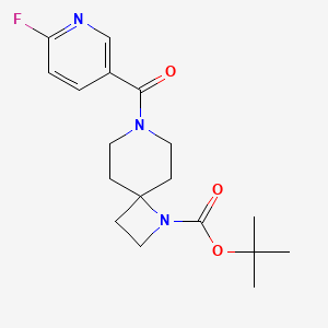molecular formula C18H24FN3O3 B2798335 Tert-butyl 7-(6-fluoropyridine-3-carbonyl)-1,7-diazaspiro[3.5]nonane-1-carboxylate CAS No. 2128724-25-2