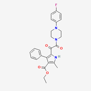 ethyl 5-(2-(4-(4-fluorophenyl)piperazin-1-yl)-2-oxoacetyl)-2-methyl-4-phenyl-1H-pyrrole-3-carboxylate