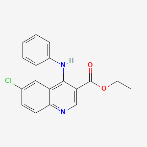 molecular formula C18H15ClN2O2 B2798340 乙酸乙酯 6-氯-4-(苯基氨基)喹啉-3-羧酸酯 CAS No. 23511-94-6