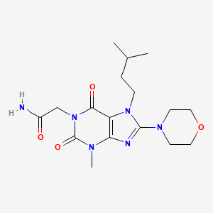 molecular formula C17H26N6O4 B2798345 2-(7-异戊基-3-甲基-8-吗啉-2,6-二氧杂-2,3,6,7-四氢-1H-嘌呤-1-基)乙酰胺 CAS No. 302800-49-3