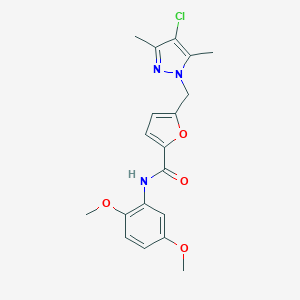 molecular formula C19H20ClN3O4 B279836 5-[(4-chloro-3,5-dimethyl-1H-pyrazol-1-yl)methyl]-N-(2,5-dimethoxyphenyl)-2-furamide 