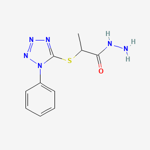 molecular formula C10H12N6OS B2798361 2-[(1-phenyl-1H-tetrazol-5-yl)thio]propanohydrazide CAS No. 369635-28-9