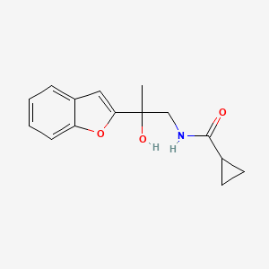 molecular formula C15H17NO3 B2798365 N-(2-(苯并呋喃-2-基)-2-羟基丙基)环丙烷甲酰胺 CAS No. 2034599-75-0