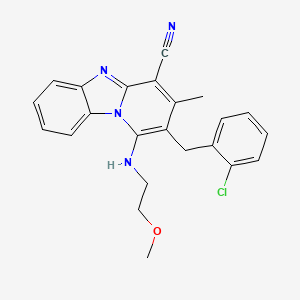 12-[(2-chlorophenyl)methyl]-13-[(2-methoxyethyl)amino]-11-methyl-1,8-diazatricyclo[7.4.0.0^{2,7}]trideca-2(7),3,5,8,10,12-hexaene-10-carbonitrile