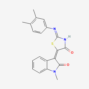 molecular formula C20H17N3O2S B2798371 (2Z,5E)-2-((3,4-dimethylphenyl)imino)-5-(1-methyl-2-oxoindolin-3-ylidene)thiazolidin-4-one CAS No. 302806-03-7