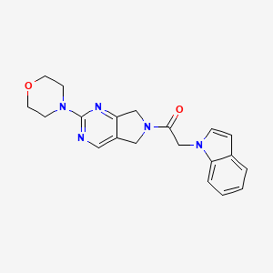 molecular formula C20H21N5O2 B2798379 2-(1H-吲哚-1-基)-1-(2-吗啉基-5H-吡咯[3,4-d]嘧啶-6(7H)-基)乙酮 CAS No. 2034224-20-7