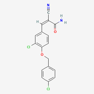 molecular formula C17H12Cl2N2O2 B2798381 (Z)-3-[3-chloro-4-[(4-chlorophenyl)methoxy]phenyl]-2-cyanoprop-2-enamide CAS No. 444098-34-4