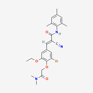 molecular formula C25H28BrN3O4 B2798389 (E)-3-[3-bromo-4-[2-(dimethylamino)-2-oxoethoxy]-5-ethoxyphenyl]-2-cyano-N-(2,4,6-trimethylphenyl)prop-2-enamide CAS No. 790290-34-5