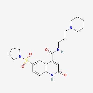 molecular formula C22H30N4O4S B2798393 2-oxo-N-(3-piperidin-1-ylpropyl)-6-pyrrolidin-1-ylsulfonyl-1H-quinoline-4-carboxamide CAS No. 687591-36-2