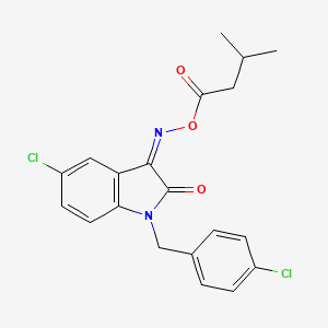 molecular formula C20H18Cl2N2O3 B2798394 [(Z)-[5-chloro-1-[(4-chlorophenyl)methyl]-2-oxoindol-3-ylidene]amino] 3-methylbutanoate CAS No. 320421-02-1