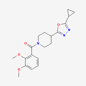 molecular formula C19H23N3O4 B2798398 (4-(5-Cyclopropyl-1,3,4-oxadiazol-2-yl)piperidin-1-yl)(2,3-dimethoxyphenyl)methanone CAS No. 1211729-41-7
