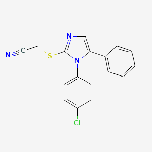 molecular formula C17H12ClN3S B2798403 2-((1-(4-chlorophenyl)-5-phenyl-1H-imidazol-2-yl)thio)acetonitrile CAS No. 1226444-42-3