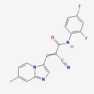 molecular formula C18H12F2N4O B2798405 2-cyano-N-(2,4-difluorophenyl)-3-{7-methylimidazo[1,2-a]pyridin-3-yl}prop-2-enamide CAS No. 1445756-27-3
