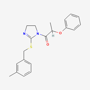 molecular formula C20H22N2O2S B2798411 1-(2-((3-methylbenzyl)thio)-4,5-dihydro-1H-imidazol-1-yl)-2-phenoxypropan-1-one CAS No. 851803-59-3