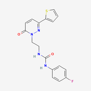 molecular formula C17H15FN4O2S B2798412 1-(4-fluorophenyl)-3-(2-(6-oxo-3-(thiophen-2-yl)pyridazin-1(6H)-yl)ethyl)urea CAS No. 1020975-11-4