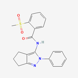 molecular formula C20H19N3O3S B2798475 2-(methylsulfonyl)-N-(2-phenyl-2,4,5,6-tetrahydrocyclopenta[c]pyrazol-3-yl)benzamide CAS No. 1170932-36-1