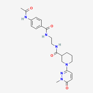 N-(2-(4-acetamidobenzamido)ethyl)-1-(1-methyl-6-oxo-1,6-dihydropyridazin-3-yl)piperidine-3-carboxamide