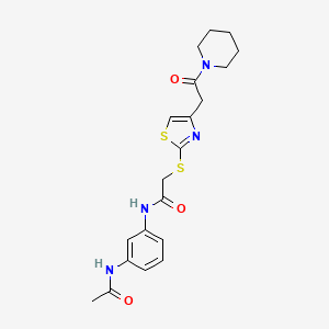 molecular formula C20H24N4O3S2 B2798485 N-(3-acetamidophenyl)-2-((4-(2-oxo-2-(piperidin-1-yl)ethyl)thiazol-2-yl)thio)acetamide CAS No. 954093-96-0