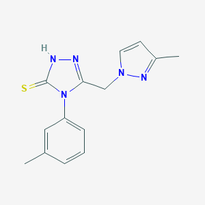 molecular formula C14H15N5S B279849 4-(3-methylphenyl)-5-[(3-methyl-1H-pyrazol-1-yl)methyl]-4H-1,2,4-triazole-3-thiol 