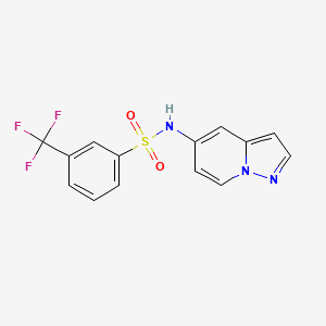 molecular formula C14H10F3N3O2S B2798490 N-(吡唑并[1,5-a]吡啶-5-基)-3-(三氟甲基)苯磺酰胺 CAS No. 2034487-58-4
