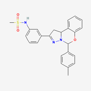 molecular formula C24H23N3O3S B2798506 N-(3-(5-(p-tolyl)-5,10b-dihydro-1H-benzo[e]pyrazolo[1,5-c][1,3]oxazin-2-yl)phenyl)methanesulfonamide CAS No. 868155-28-6