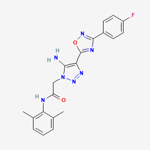 molecular formula C20H18FN7O2 B2798512 2-{5-amino-4-[3-(4-fluorophenyl)-1,2,4-oxadiazol-5-yl]-1H-1,2,3-triazol-1-yl}-N-(2,6-dimethylphenyl)acetamide CAS No. 899999-56-5