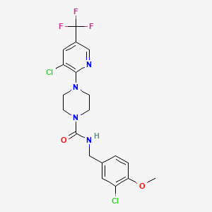 molecular formula C19H19Cl2F3N4O2 B2798519 N-[(3-chloro-4-methoxyphenyl)methyl]-4-[3-chloro-5-(trifluoromethyl)pyridin-2-yl]piperazine-1-carboxamide CAS No. 866137-31-7