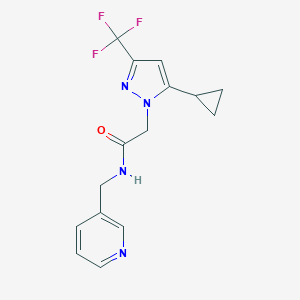 molecular formula C15H15F3N4O B279852 2-[5-cyclopropyl-3-(trifluoromethyl)-1H-pyrazol-1-yl]-N-(3-pyridinylmethyl)acetamide 