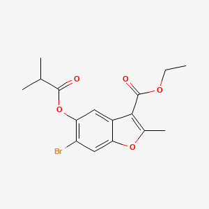molecular formula C16H17BrO5 B2798520 Ethyl 6-bromo-2-methyl-5-[(2-methylpropanoyl)oxy]-1-benzofuran-3-carboxylate CAS No. 308295-46-7
