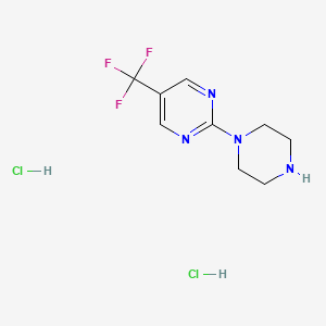 molecular formula C9H13Cl2F3N4 B2798526 2-(Piperazin-1-YL)-5-(trifluoromethyl)pyrimidine dihydrochloride CAS No. 2197052-44-9