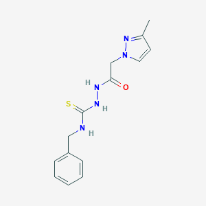 molecular formula C14H17N5OS B279853 N-benzyl-2-[(3-methyl-1H-pyrazol-1-yl)acetyl]hydrazinecarbothioamide 