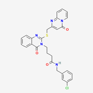 N-[(3-chlorophenyl)methyl]-4-[4-oxo-2-[(4-oxopyrido[1,2-a]pyrimidin-2-yl)methylsulfanyl]quinazolin-3-yl]butanamide
