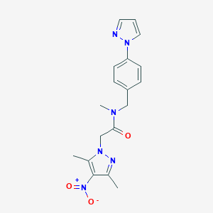 molecular formula C18H20N6O3 B279855 2-(3,5-dimethyl-4-nitro-1H-pyrazol-1-yl)-N-methyl-N-[4-(1H-pyrazol-1-yl)benzyl]acetamide 