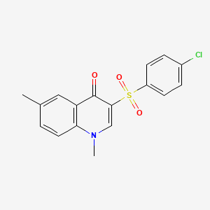 molecular formula C17H14ClNO3S B2798553 3-(4-Chlorobenzenesulfonyl)-1,6-dimethyl-1,4-dihydroquinolin-4-one CAS No. 899215-12-4