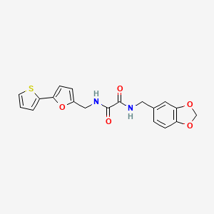 molecular formula C19H16N2O5S B2798555 N1-(benzo[d][1,3]dioxol-5-ylmethyl)-N2-((5-(thiophen-2-yl)furan-2-yl)methyl)oxalamide CAS No. 2034593-58-1