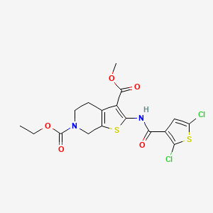 molecular formula C17H16Cl2N2O5S2 B2798561 6-ethyl 3-methyl 2-(2,5-dichlorothiophene-3-carboxamido)-4,5-dihydrothieno[2,3-c]pyridine-3,6(7H)-dicarboxylate CAS No. 864926-41-0