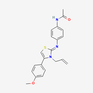 molecular formula C21H21N3O2S B2798575 (Z)-N-(4-((3-allyl-4-(4-methoxyphenyl)thiazol-2(3H)-ylidene)amino)phenyl)acetamide CAS No. 385403-36-1