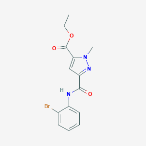 molecular formula C14H14BrN3O3 B279859 ethyl 3-[(2-bromoanilino)carbonyl]-1-methyl-1H-pyrazole-5-carboxylate 