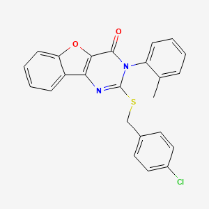 molecular formula C24H17ClN2O2S B2798590 2-((4-chlorobenzyl)thio)-3-(o-tolyl)benzofuro[3,2-d]pyrimidin-4(3H)-one CAS No. 892275-55-7