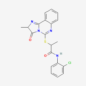 molecular formula C20H17ClN4O2S B2798591 N-(2-chlorophenyl)-2-((2-methyl-3-oxo-2,3-dihydroimidazo[1,2-c]quinazolin-5-yl)thio)propanamide CAS No. 1189880-94-1