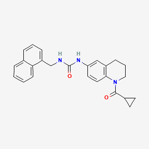 molecular formula C25H25N3O2 B2798598 1-(1-(Cyclopropanecarbonyl)-1,2,3,4-tetrahydroquinolin-6-yl)-3-(naphthalen-1-ylmethyl)urea CAS No. 1203387-12-5