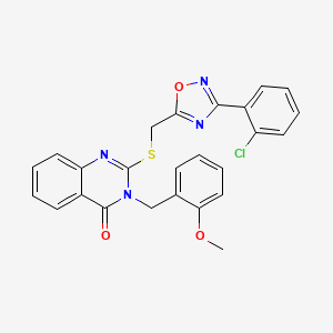 molecular formula C25H19ClN4O3S B2798601 2-(((3-(2-chlorophenyl)-1,2,4-oxadiazol-5-yl)methyl)thio)-3-(2-methoxybenzyl)quinazolin-4(3H)-one CAS No. 2034515-48-3