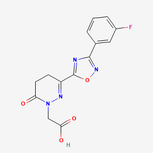 molecular formula C14H11FN4O4 B2798606 [3-[3-(3-氟苯基)-1,2,4-噁二唑-5-基]-6-氧代-5,6-二氢吡啶-1(4H)-基]乙酸 CAS No. 1923108-14-8