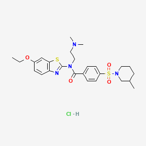 molecular formula C26H35ClN4O4S2 B2798612 N-(2-(dimethylamino)ethyl)-N-(6-ethoxybenzo[d]thiazol-2-yl)-4-((3-methylpiperidin-1-yl)sulfonyl)benzamide hydrochloride CAS No. 1322253-52-0