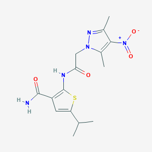 2-[({4-nitro-3,5-dimethyl-1H-pyrazol-1-yl}acetyl)amino]-5-isopropyl-3-thiophenecarboxamide