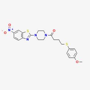 4-((4-Methoxyphenyl)thio)-1-(4-(6-nitrobenzo[d]thiazol-2-yl)piperazin-1-yl)butan-1-one