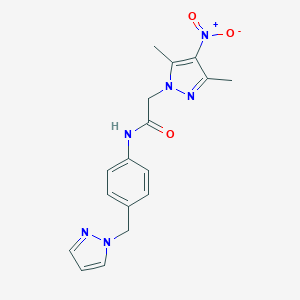 molecular formula C17H18N6O3 B279863 2-(3,5-dimethyl-4-nitro-1H-pyrazol-1-yl)-N-[4-(1H-pyrazol-1-ylmethyl)phenyl]acetamide 