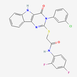 2-[[3-(3-chlorophenyl)-4-oxo-5H-pyrimido[5,4-b]indol-2-yl]sulfanyl]-N-(2,4-difluorophenyl)acetamide