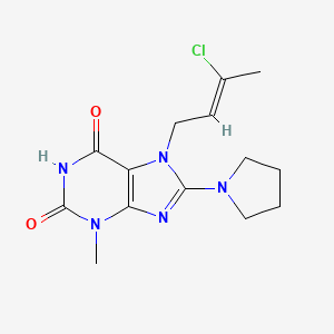 molecular formula C14H18ClN5O2 B2798645 (Z)-7-(3-氯丁-2-烯-1-基)-3-甲基-8-(吡咯啉-1-基)-1H-嘧啶-2,6(3H,7H)-二酮 CAS No. 478252-99-2